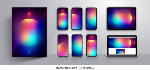 Abstract modern vector background design.Set of wallpaper templates for  smartphone screen.Concept design case.Vector illustration.Mockup smartphone,tablet,laptop.Background design.