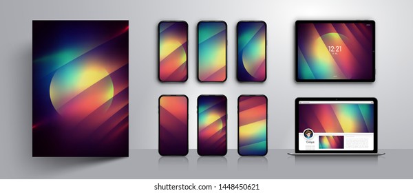 Abstract modern vector background design.Set of wallpaper templates for  smartphone screen.Concept design case.Vector illustration.Mockup smartphone,tablet,laptop.Background design.