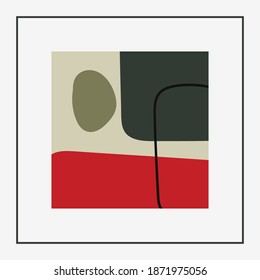 Abstract modern Vector Background. Hand drawn various Shapes. Mid century style. Boho elegant concept. Square Pattern. Contemporary design. Poster or print template. Isolated on white