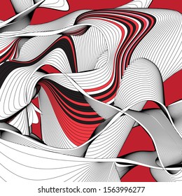 Abstract modern vector background with wavy linear elements. Example for poster or web page.