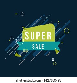 Abstract modern vector banner. Memphis style illustration with small decorative elements.