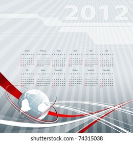 abstract modern vector calendar 2012 with  globe. Eps10