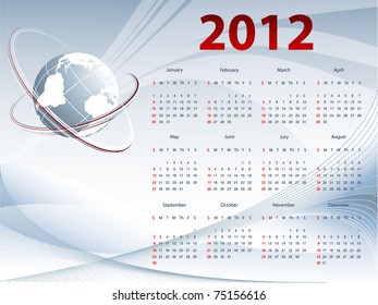 abstract modern vector calendar 2012 with  globe.