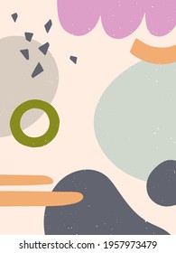 Abstract modern vector illustration with various shapes and doodles.Minimalistic art print.Abstract background.Trendy artistic design for banners templates;social media,invitations;branding,covers
