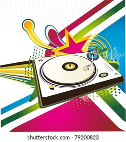abstract modern vector illustration,floral elements with dj-mixer
