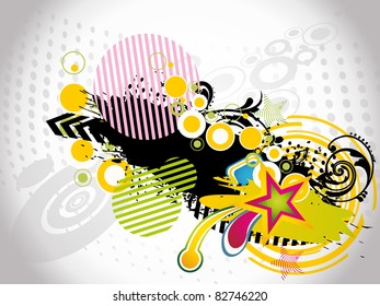abstract modern vector illustration,floral elements with grunge