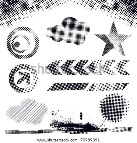 abstract modern vector illustration,grunge dots elements with retro shapes,ink splat.