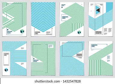 Abstract Modern Vector minimal template Flyers. Vector geometric patterns abstract backgrounds set. Design templates for booklets, greeting cards, invitations and advertising. A4 print format.