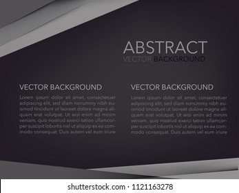 Abstract modern vector template with black background and white and grey paper around the edges. 