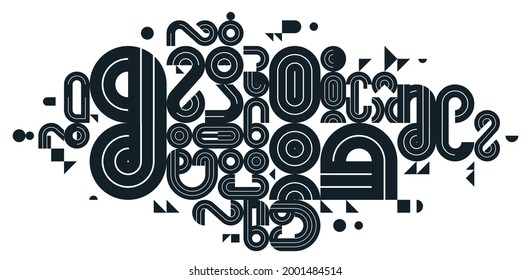 Abstract modern vector trendy design, geometric shapes stylish composition, black and white modular pattern artistic illustration, typography letters elements used.