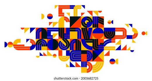 Resumen diseño moderno de moda vectorial, formas geométricas de composición elegante, ilustración artística de patrón modular, elementos de letras tipográficas usados.