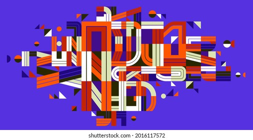 Abstract modern vector trendy design, geometric shapes stylish composition, modular pattern artistic illustration, typography letters elements used.