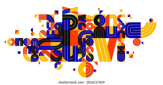 Abstract modern vector trendy design, geometric shapes stylish composition, modular pattern artistic illustration, typography letters elements used.