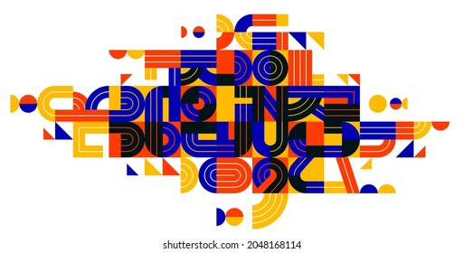 Resumen diseño moderno de moda vectorial, formas geométricas de composición elegante, ilustración artística de patrón modular, elementos de letras tipográficas usados.