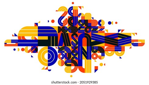 Abstract modern vector trendy design, geometric shapes stylish composition, modular pattern artistic illustration, typography letters elements used.