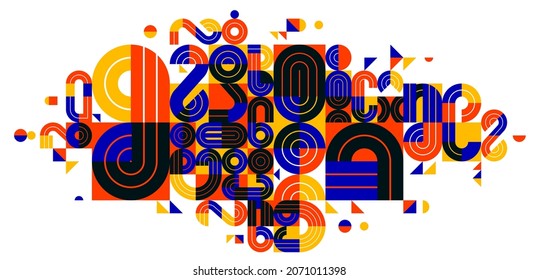 Abstract modern vector trendy design, geometric shapes stylish composition, modular pattern artistic illustration, typography letters elements used.