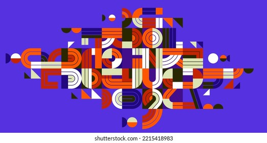 Abstract modern vector trendy design, geometric shapes stylish composition, modular pattern artistic illustration, typography letters elements used.