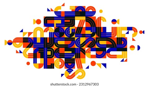 Abstract modern vector trendy design, geometric shapes stylish composition, modular pattern artistic illustration, typography letters elements used.