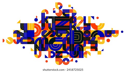 Abstract modern vector trendy design, geometric shapes stylish composition, modular pattern artistic illustration, typography letters elements used.