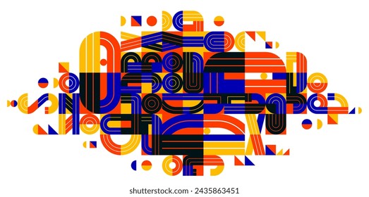 Abstract modern vector trendy design, geometric shapes stylish composition, modular pattern artistic illustration, typography letters elements used.