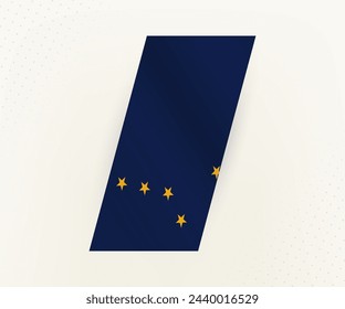 Bandera vertical moderna abstracta de Alaska sobre fondo beige con puntos. Marca para diferentes tipos de diseño.