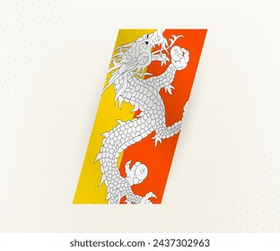 Abstract modern vertical flag of Bhutan on beige background with dots. Flag for different types of design.