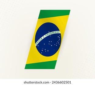 Abstract modern vertical flag of Brazil on beige background with dots. Flag for different types of design.