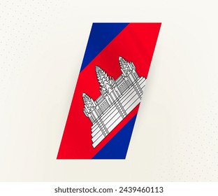 Abstract modern vertical flag of Cambodia on beige background with dots. Flag for different types of design.