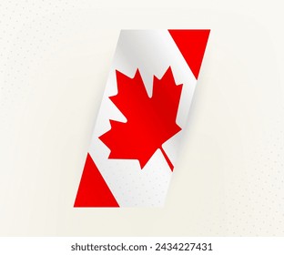 Bandera vertical moderna abstracta de Canadá sobre fondo beige con puntos. Marca para diferentes tipos de diseño.