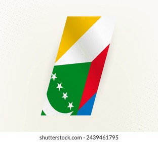Bandera vertical moderna abstracta de las Comoras sobre fondo beige con puntos. Marca para diferentes tipos de diseño.