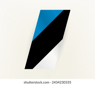 Bandera vertical moderna abstracta de Estonia sobre fondo beige con puntos. Marca para diferentes tipos de diseño.
