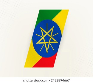 Abstract modern vertical flag of Ethiopia on beige background with dots. Flag for different types of design.