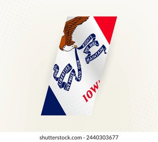 Abstract modern vertical flag of Iowa on beige background with dots. Flag for different types of design.