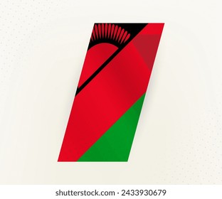 Bandera vertical moderna abstracta de Malawi sobre fondo beige con puntos. Marca para diferentes tipos de diseño.