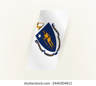 Abstract modern vertical flag of Massachusetts on beige background with dots. Flag for different types of design.