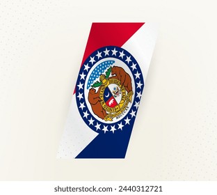Abstract modern vertical flag of Missouri on beige background with dots. Flag for different types of design.