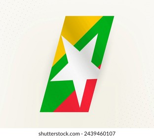 Abstract modern vertical flag of Myanmar on beige background with dots. Flag for different types of design.