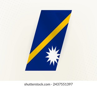 Bandera vertical moderna abstracta de Nauru sobre fondo beige con puntos. Marca para diferentes tipos de diseño.