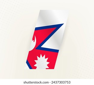Bandera vertical moderna abstracta de Nepal sobre fondo beige con puntos. Marca para diferentes tipos de diseño.