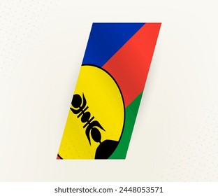 Abstract modern vertical flag of New Caledonia on beige background with dots. Flag for different types of design.