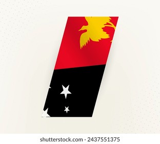 Abstract modern vertical flag of Papua New Guinea on beige background with dots. Flag for different types of design.