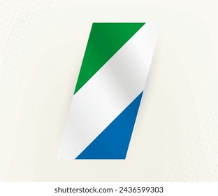 Abstract modern vertical flag of Sierra Leone on beige background with dots. Flag for different types of design.