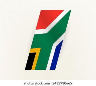 Bandera vertical moderna abstracta de Sudáfrica sobre fondo beige con puntos. Marca para diferentes tipos de diseño.
