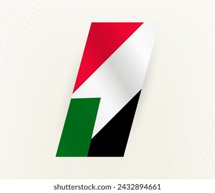 Abstract modern vertical flag of Sudan on beige background with dots. Flag for different types of design.