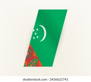 Abstract modern vertical flag of Turkmenistan on beige background with dots. Flag for different types of design.