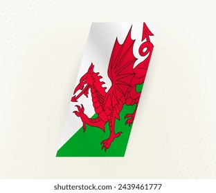 Abstract modern vertical flag of Wales on beige background with dots. Flag for different types of design.