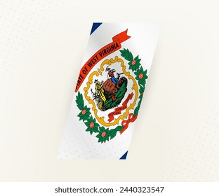 Abstract modern vertical flag of West Virginia on beige background with dots. Flag for different types of design.