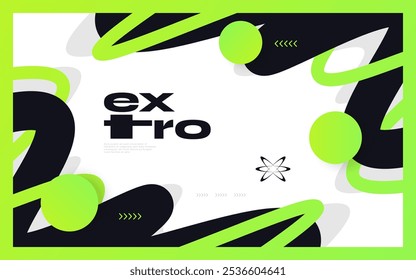 Fundo vibrante moderno abstrato com formas onduladas em preto e verde estilo de cor gradiente. Adequado para Design de Capa, Banner, Pôster ou Landing Page