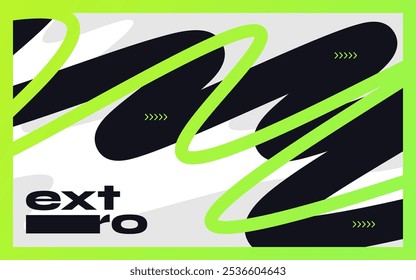 Abstract Modern Vibrant Background with Wavy Shapes in Black and Green Gradient Color Style. Suitable for Cover, Banner, Poster, or Landing Page Design