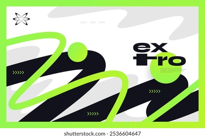 Abstract Modern Vibrant Background with Wavy Shapes in Black and Green Gradient Color Style. Suitable for Cover, Banner, Poster, or Landing Page Design